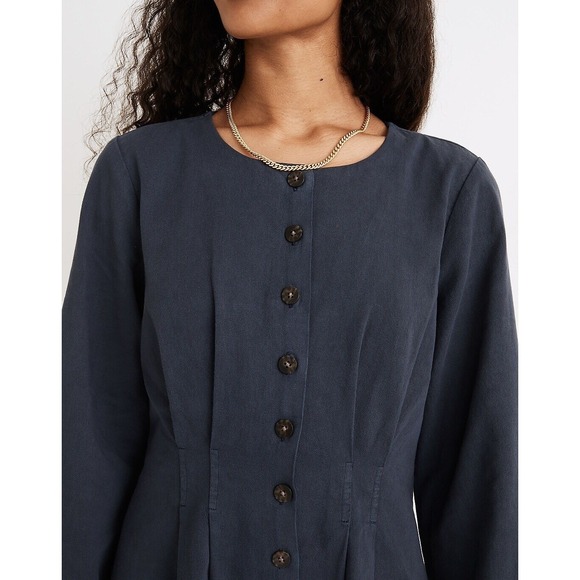 Madewell Corduroy‎ Button-Front Mini Dress Navy Blue NB356 Womens Size 2 - Picture 4 of 8